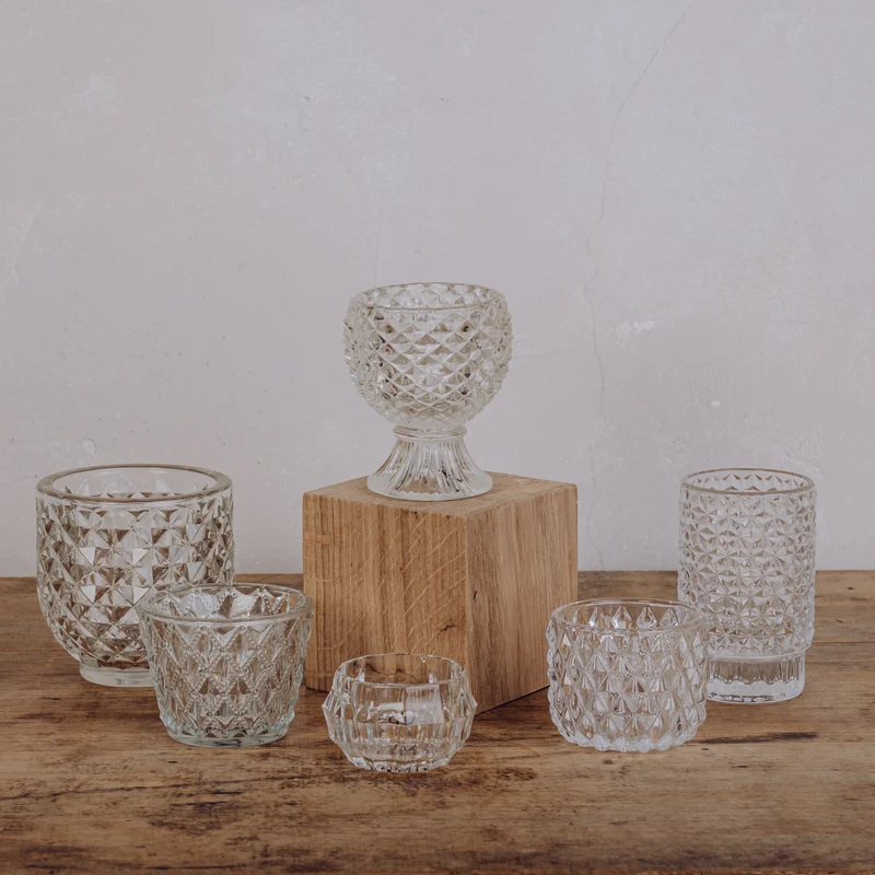 Photophore en verre ciselé