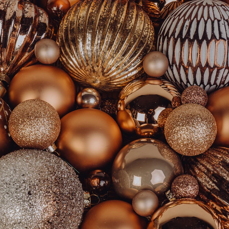 Boules de Noël - assortiment bronze